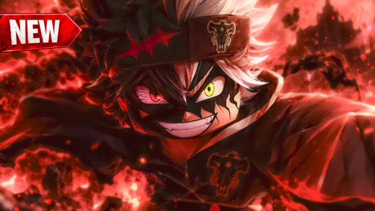 Clover Time early access artwork of a grinning devil-form character wielding a large sword against a red backdrop.